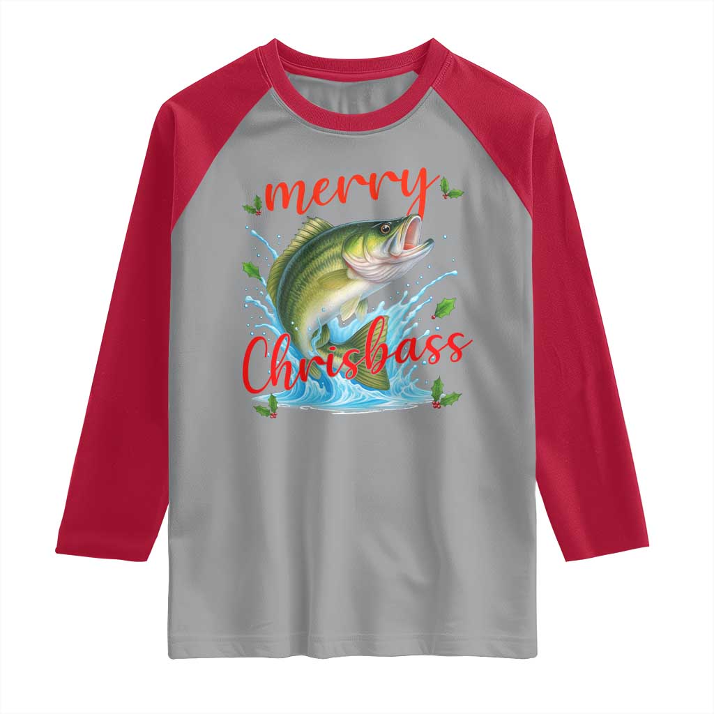 Bass Fish Christmas Raglan Shirt Merry Chrisbass - Wonder Print Shop
