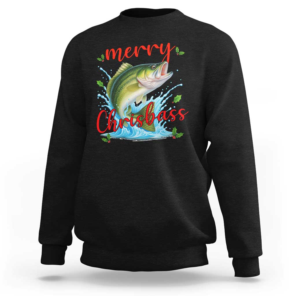 Bass Fish Christmas Sweatshirt Merry Chrisbass - Wonder Print Shop