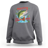 Bass Fish Christmas Sweatshirt Merry Chrisbass - Wonder Print Shop