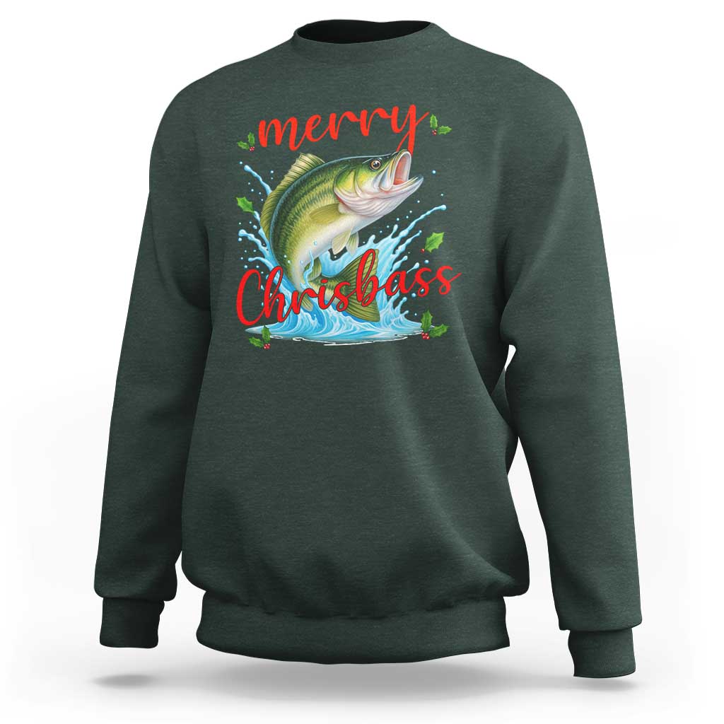Bass Fish Christmas Sweatshirt Merry Chrisbass - Wonder Print Shop