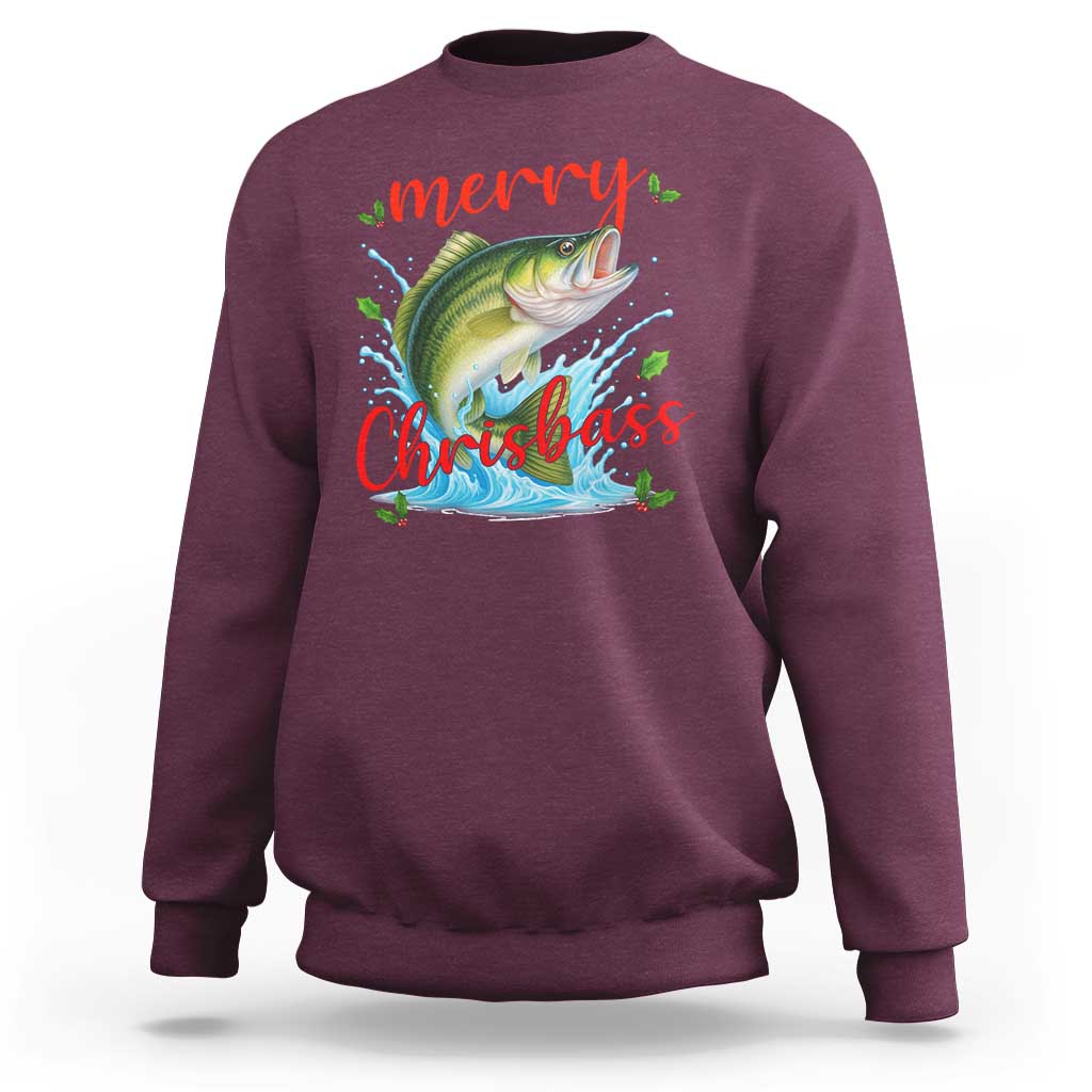 Bass Fish Christmas Sweatshirt Merry Chrisbass - Wonder Print Shop