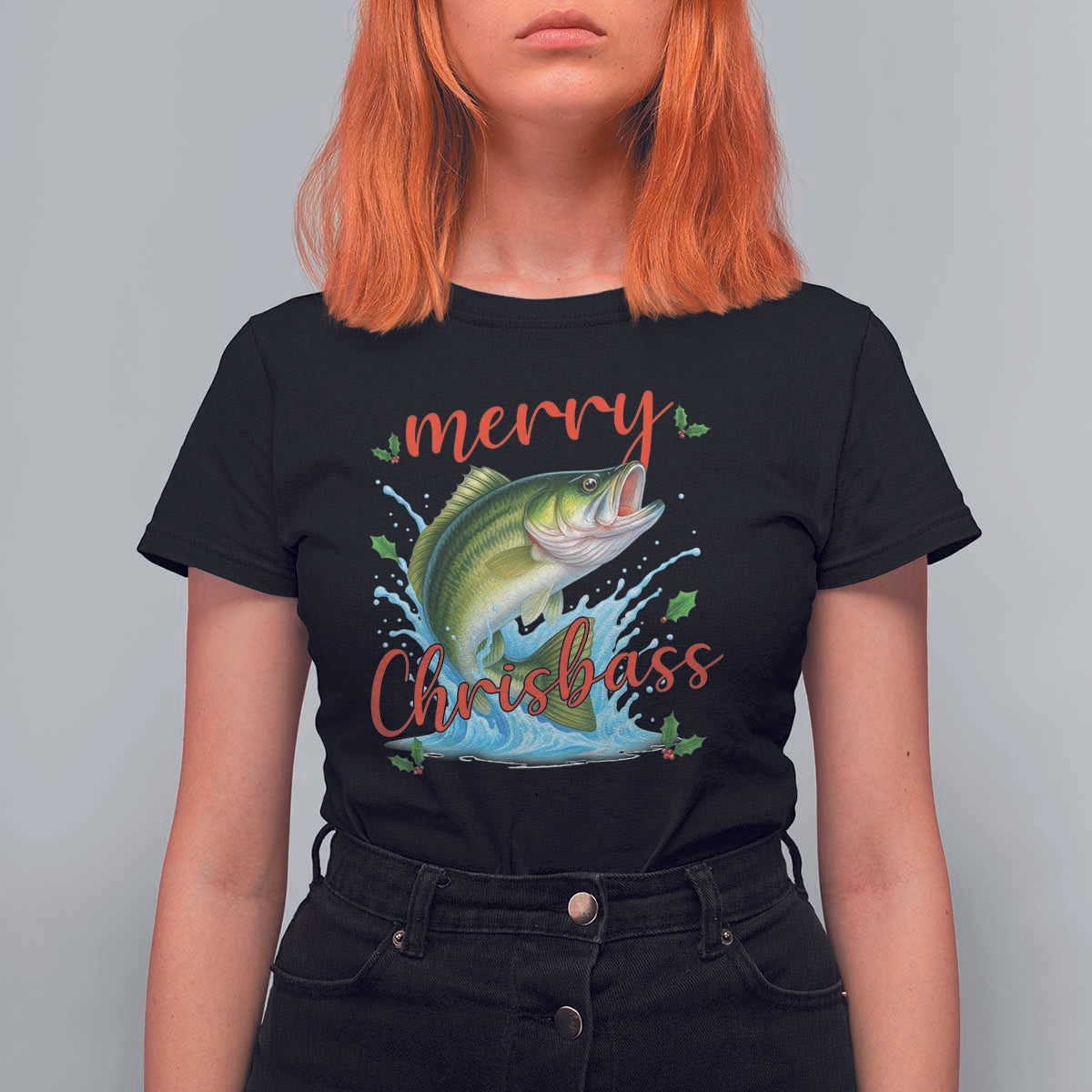 Bass Fish Christmas T Shirt For Women Merry Chrisbass - Wonder Print Shop