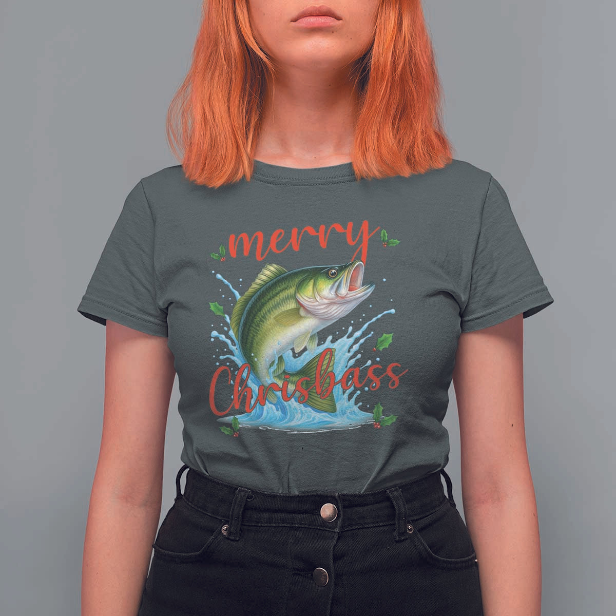 Bass Fish Christmas T Shirt For Women Merry Chrisbass - Wonder Print Shop