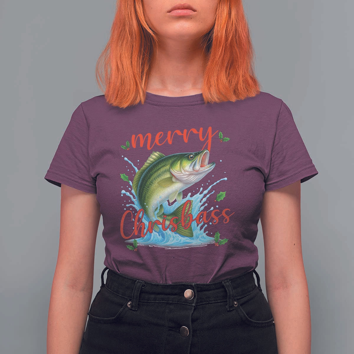Bass Fish Christmas T Shirt For Women Merry Chrisbass - Wonder Print Shop