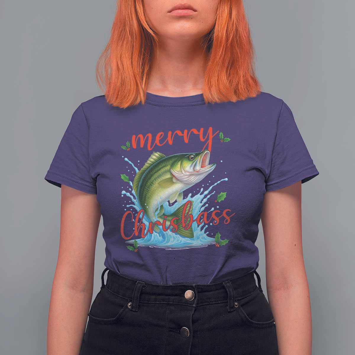 Bass Fish Christmas T Shirt For Women Merry Chrisbass - Wonder Print Shop