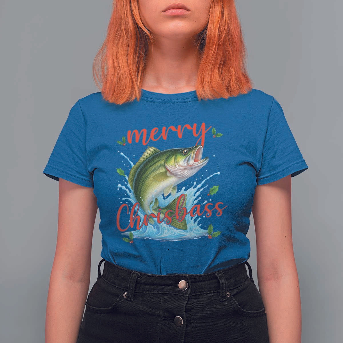 Bass Fish Christmas T Shirt For Women Merry Chrisbass - Wonder Print Shop