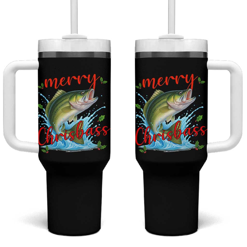 Bass Fish Christmas Tumbler With Handle Merry Chrisbass - Wonder Print Shop