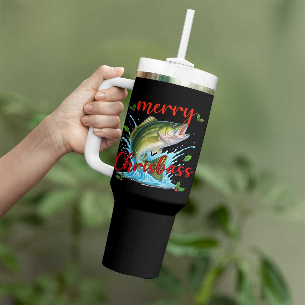 Bass Fish Christmas Tumbler With Handle Merry Chrisbass - Wonder Print Shop