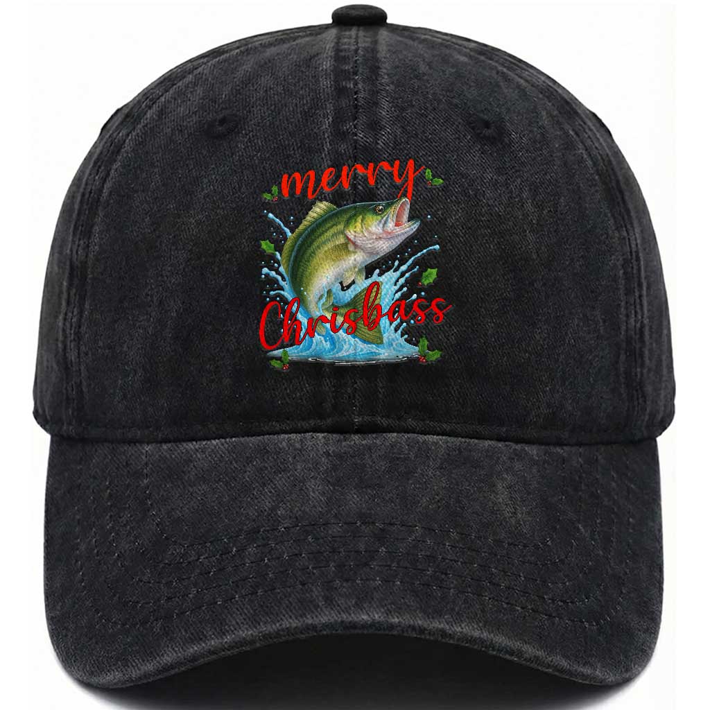 Bass Fish Christmas Washed Cotton Baseball Cap Merry Chrisbass