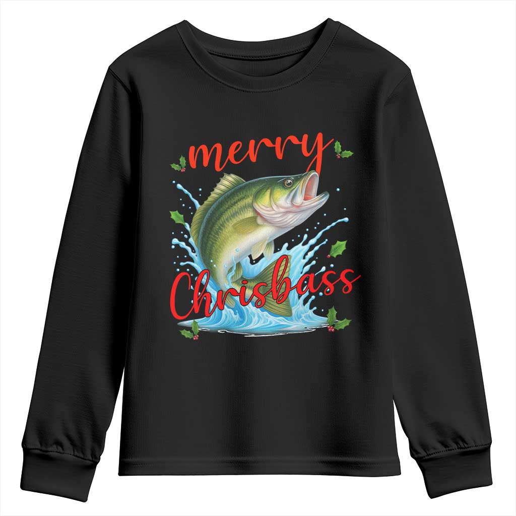 Bass Fish Christmas Youth Sweatshirt Merry Chrisbass - Wonder Print Shop