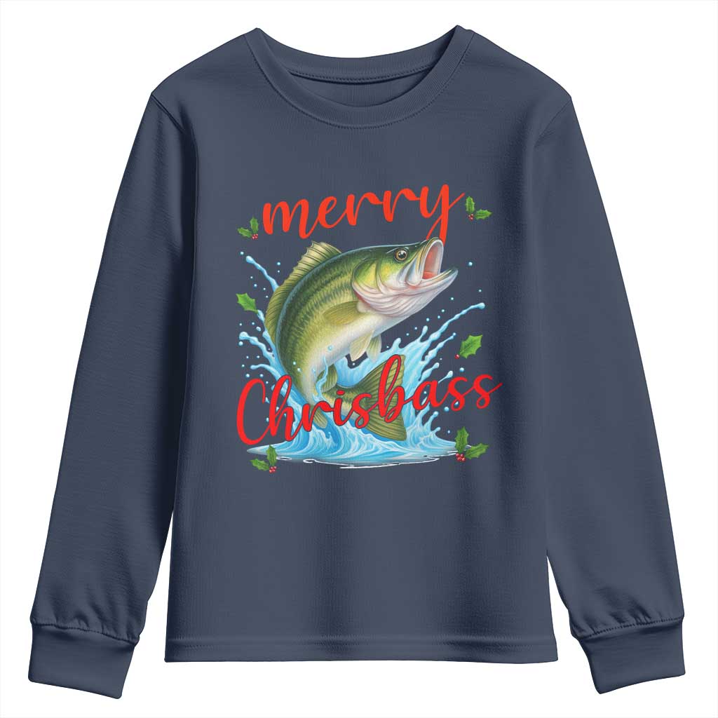 Bass Fish Christmas Youth Sweatshirt Merry Chrisbass - Wonder Print Shop