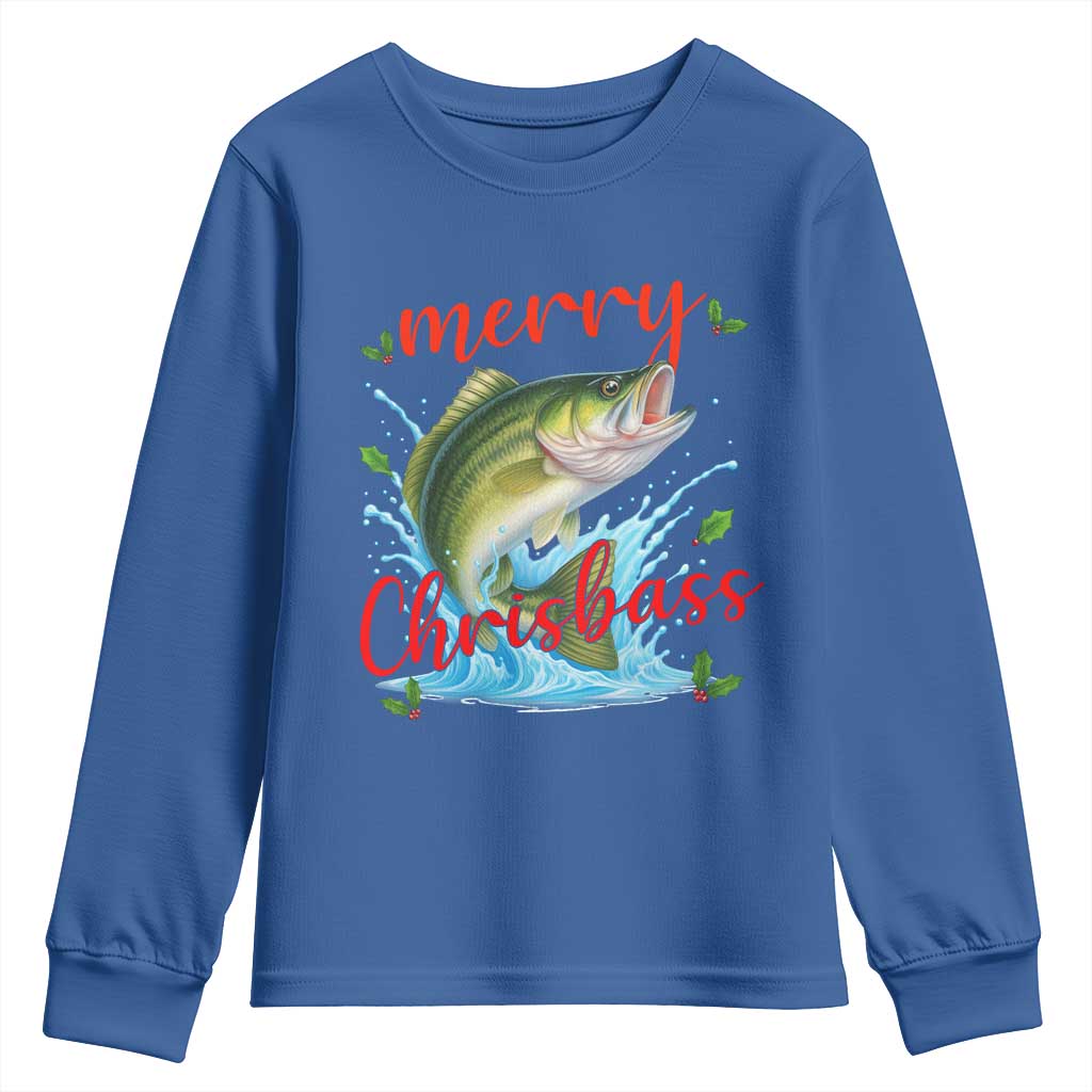 Bass Fish Christmas Youth Sweatshirt Merry Chrisbass - Wonder Print Shop