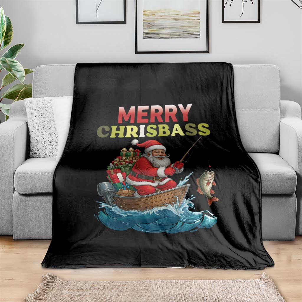 Santa Fishing Christmas Throw Blanket Funny Fisherman Merry Chrisbass Xmas - Wonder Print Shop