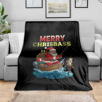 Santa Fishing Christmas Throw Blanket Funny Fisherman Merry Chrisbass Xmas - Wonder Print Shop