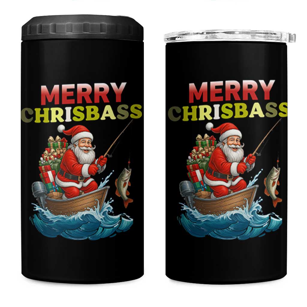 Santa Fishing Christmas 4 in 1 Can Cooler Tumbler Funny Fisherman Merry Chrisbass Xmas - Wonder Print Shop