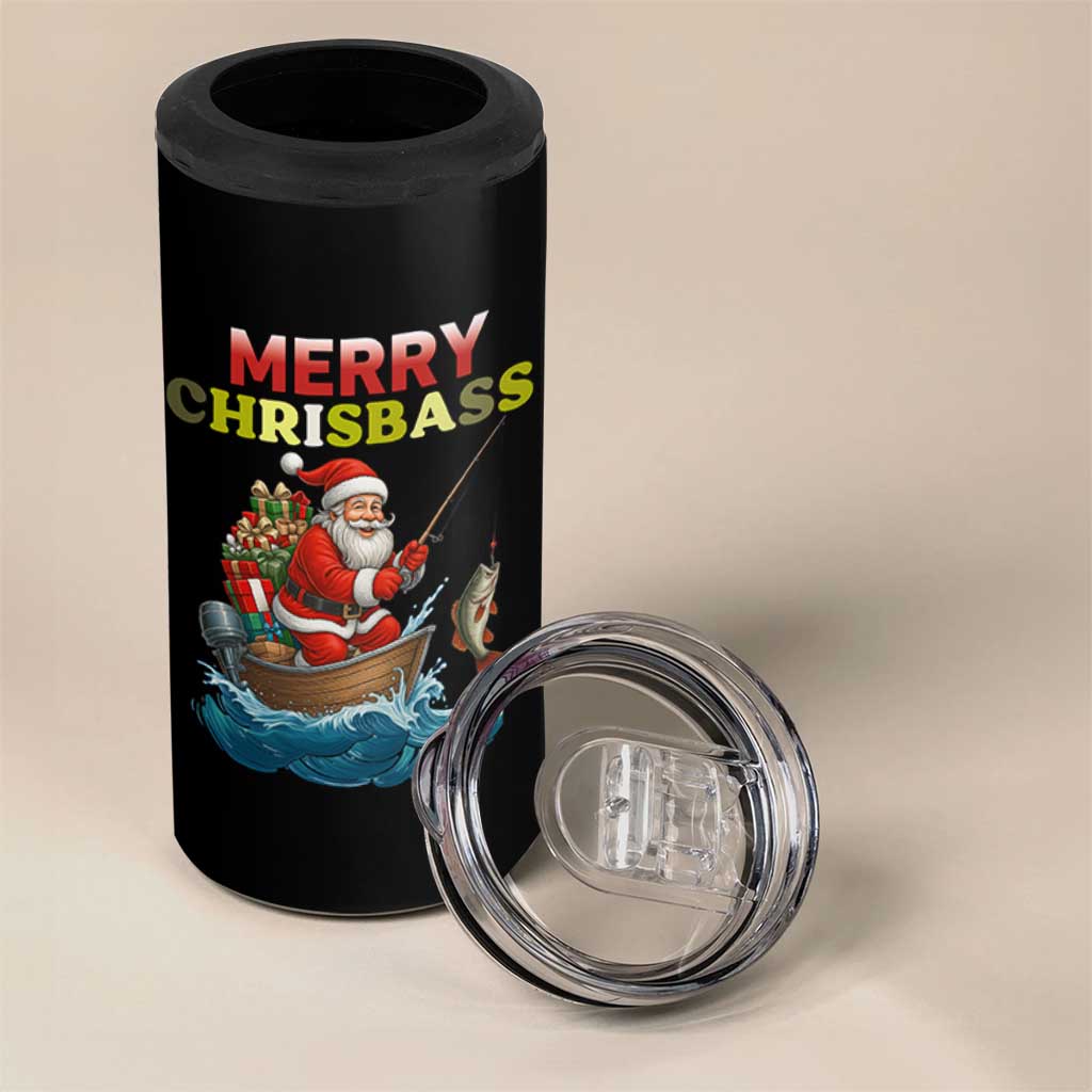 Santa Fishing Christmas 4 in 1 Can Cooler Tumbler Funny Fisherman Merry Chrisbass Xmas - Wonder Print Shop