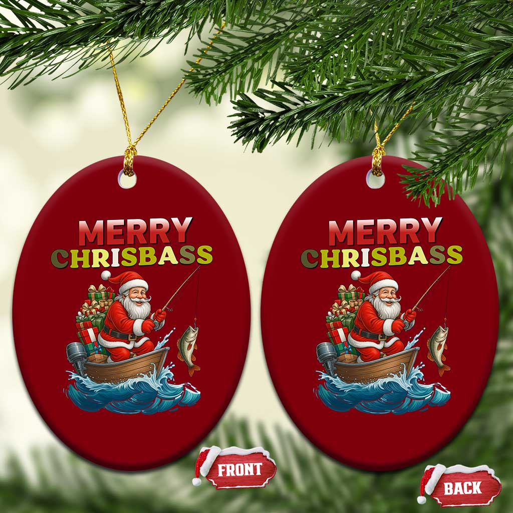 Santa Fishing Xmas Ceramic Ornament Funny Fisherman Merry Chrisbass Xmas - Wonder Print Shop