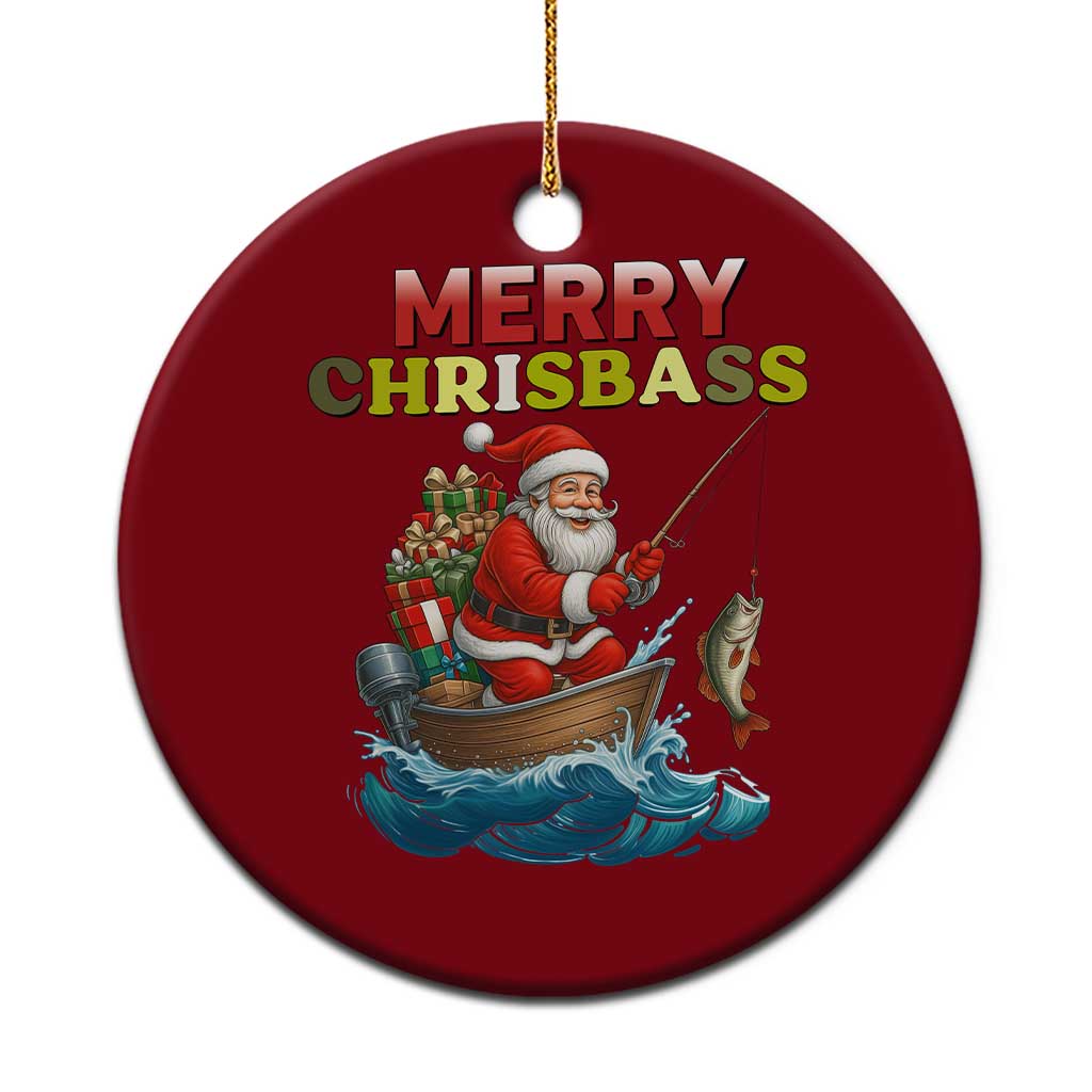 Santa Fishing Xmas Ceramic Ornament Funny Fisherman Merry Chrisbass Xmas - Wonder Print Shop