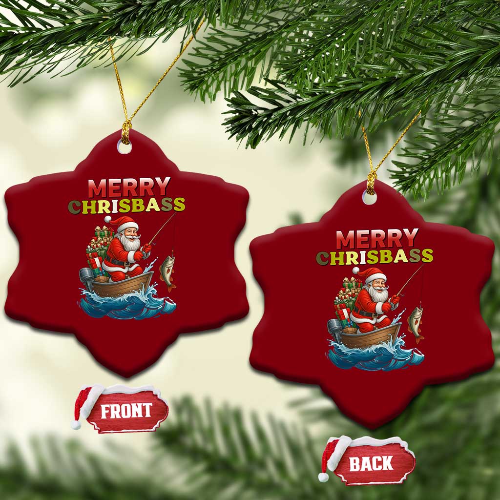 Santa Fishing Xmas Ceramic Ornament Funny Fisherman Merry Chrisbass Xmas - Wonder Print Shop