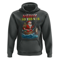 Santa Fishing Christmas Hoodie Funny Fisherman Merry Chrisbass Xmas - Wonder Print Shop