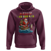 Santa Fishing Christmas Hoodie Funny Fisherman Merry Chrisbass Xmas - Wonder Print Shop