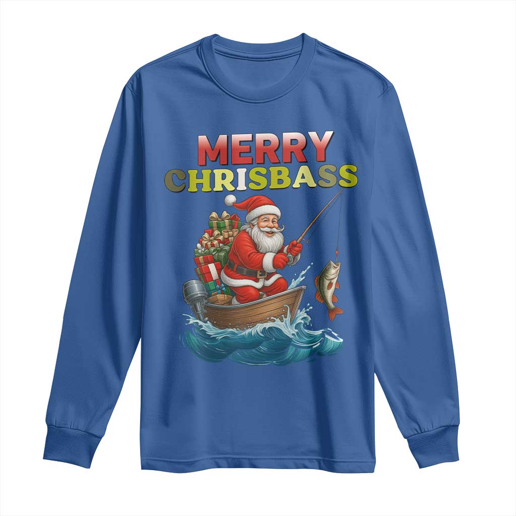 Santa Fishing Christmas Long Sleeve Shirt Funny Fisherman Merry Chrisbass Xmas - Wonder Print Shop