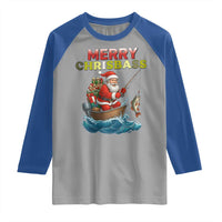 Santa Fishing Christmas Raglan Shirt Funny Fisherman Merry Chrisbass Xmas - Wonder Print Shop