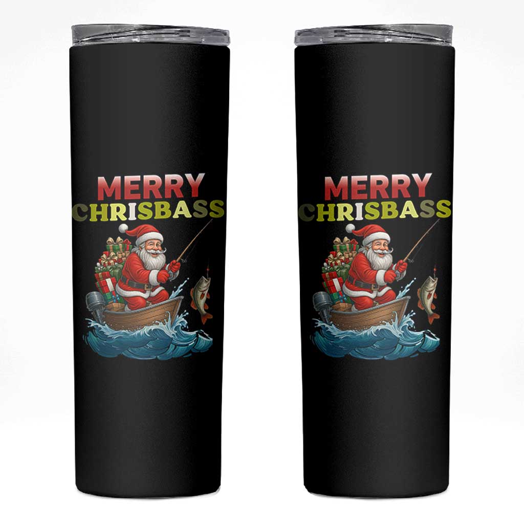 Santa Fishing Christmas Skinny Tumbler Funny Fisherman Merry Chrisbass Xmas - Wonder Print Shop