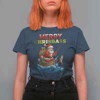 Santa Fishing Christmas T Shirt For Women Funny Fisherman Merry Chrisbass Xmas - Wonder Print Shop