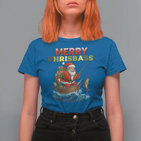 Santa Fishing Christmas T Shirt For Women Funny Fisherman Merry Chrisbass Xmas - Wonder Print Shop
