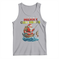 Santa Fishing Christmas Tank Top Funny Fisherman Merry Chrisbass Xmas - Wonder Print Shop