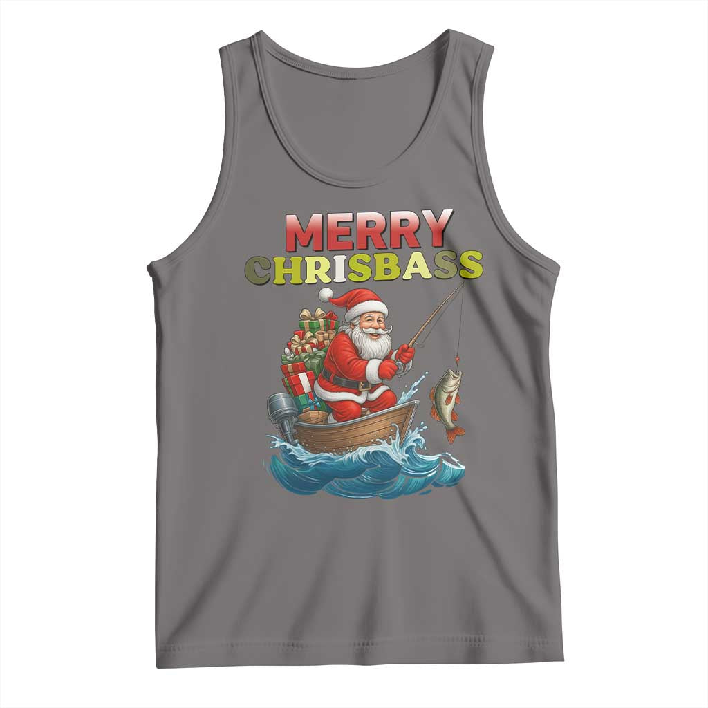 Santa Fishing Christmas Tank Top Funny Fisherman Merry Chrisbass Xmas - Wonder Print Shop