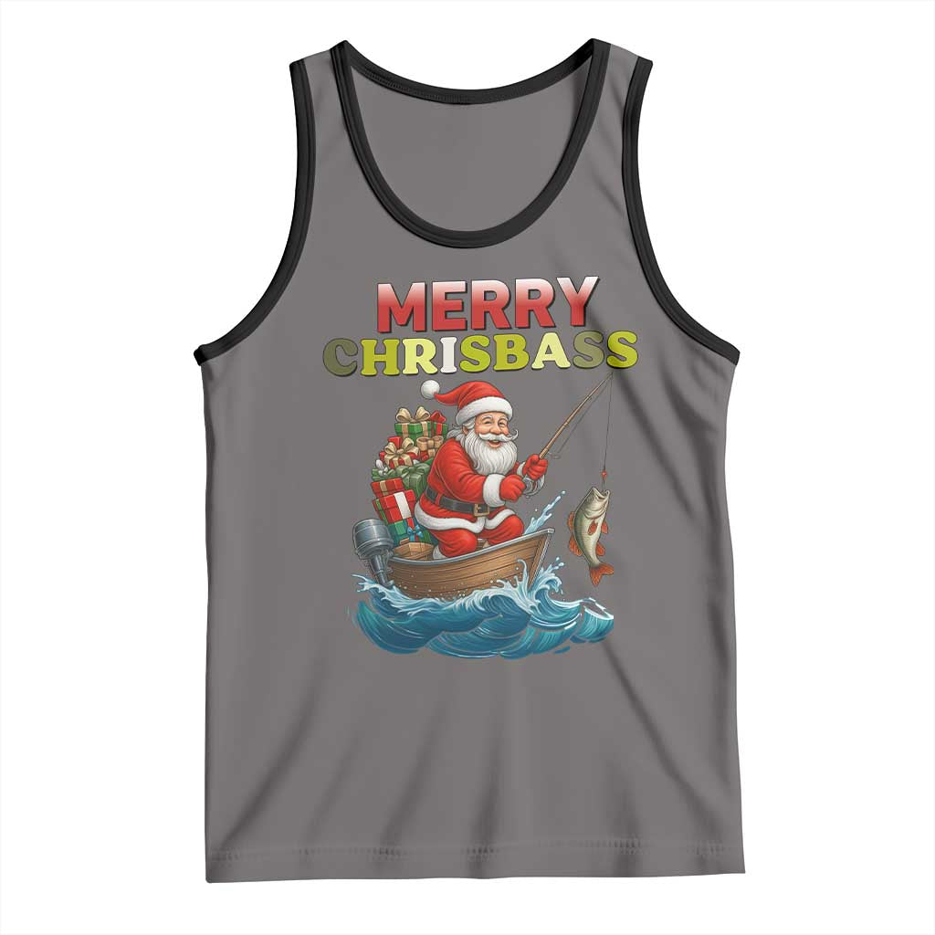 Santa Fishing Christmas Tank Top Funny Fisherman Merry Chrisbass Xmas - Wonder Print Shop