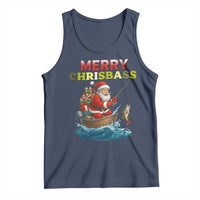 Santa Fishing Christmas Tank Top Funny Fisherman Merry Chrisbass Xmas - Wonder Print Shop