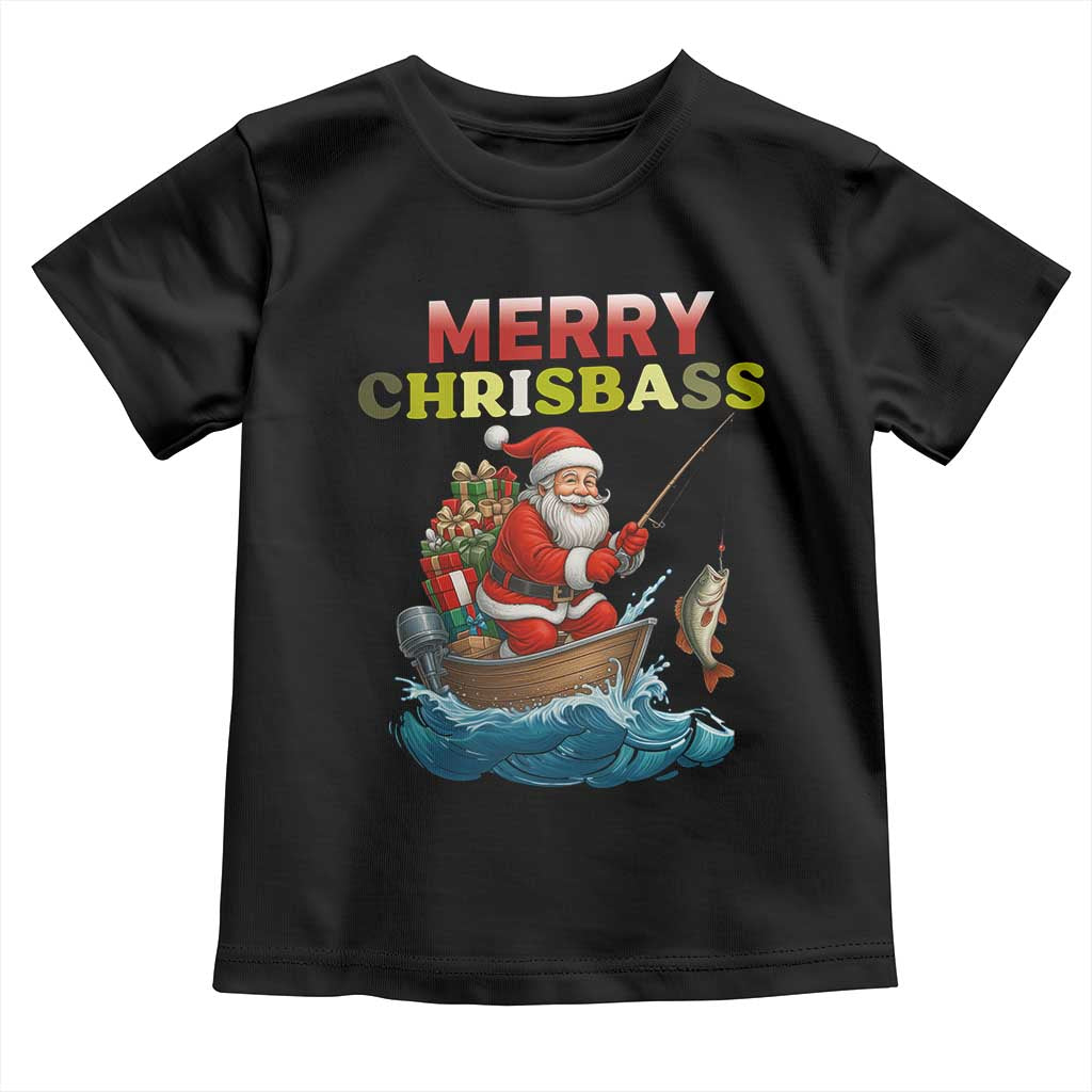 Santa Fishing Christmas Toddler T Shirt Funny Fisherman Merry Chrisbass Xmas - Wonder Print Shop