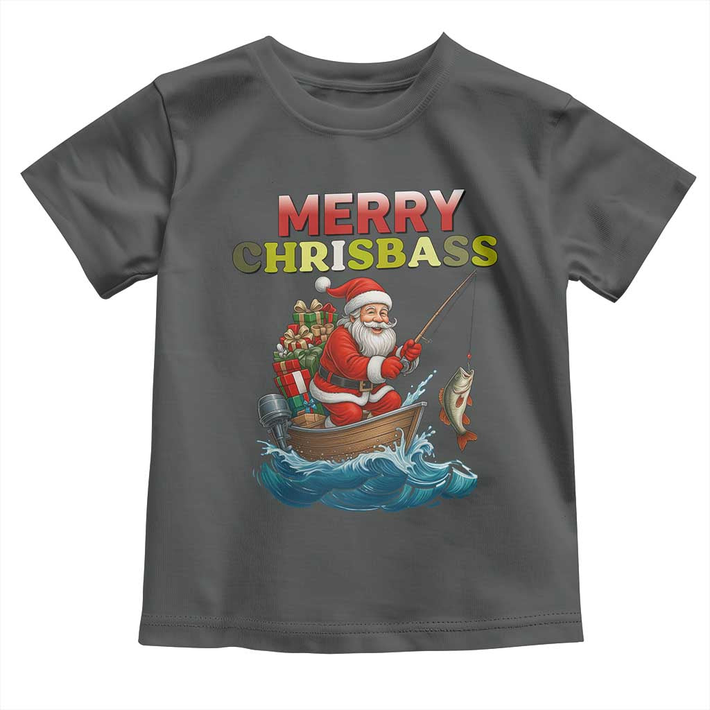 Santa Fishing Christmas Toddler T Shirt Funny Fisherman Merry Chrisbass Xmas - Wonder Print Shop