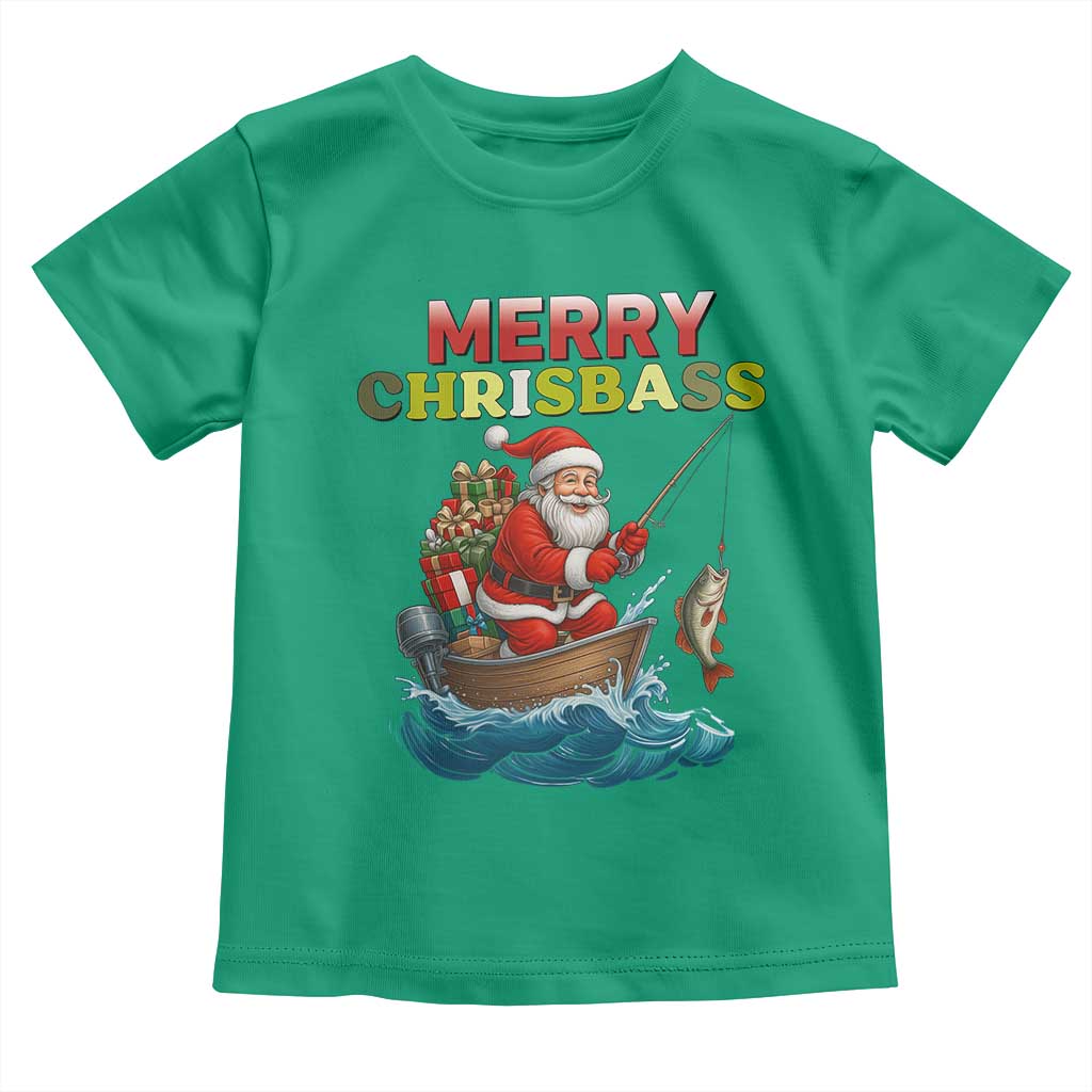 Santa Fishing Christmas Toddler T Shirt Funny Fisherman Merry Chrisbass Xmas - Wonder Print Shop