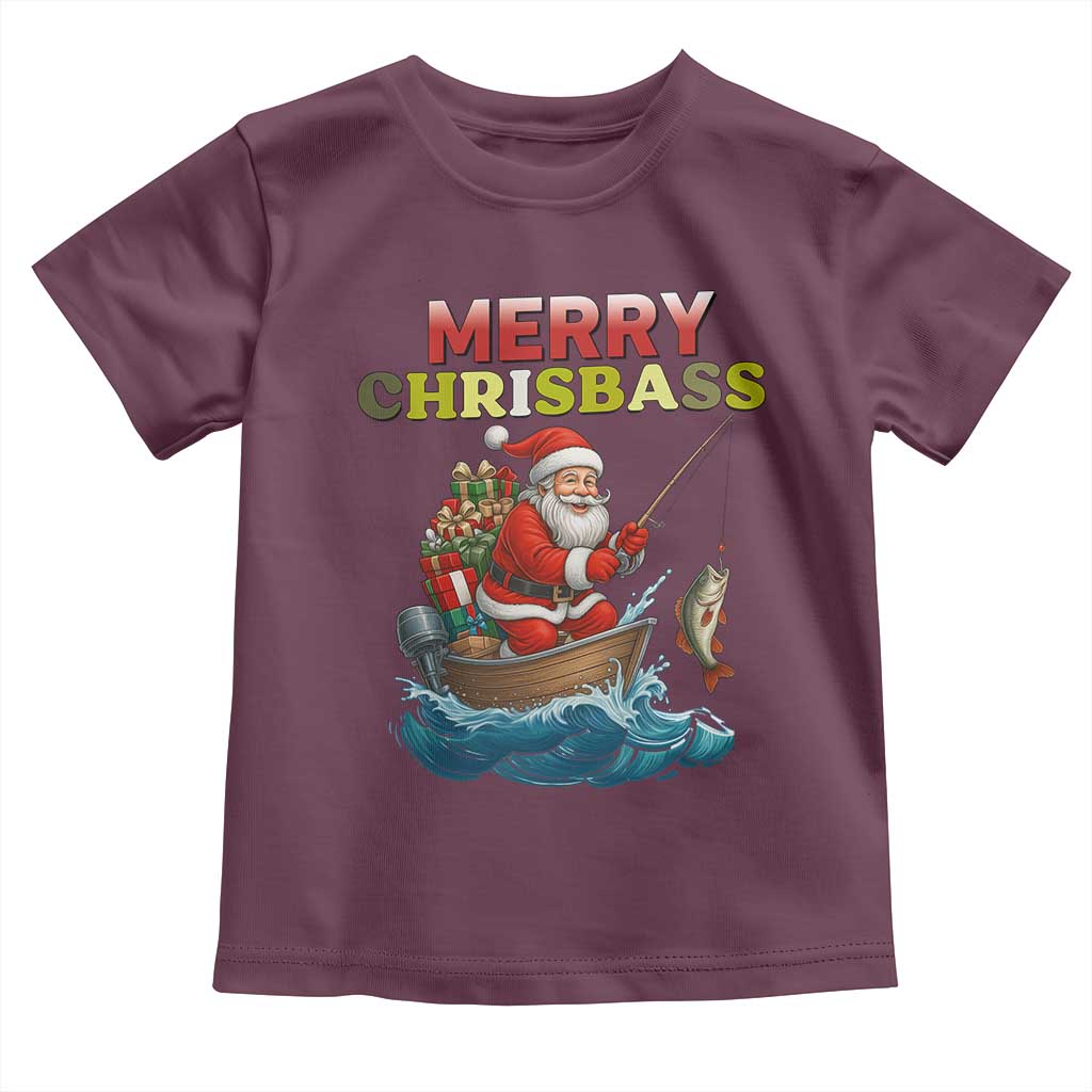 Santa Fishing Christmas Toddler T Shirt Funny Fisherman Merry Chrisbass Xmas - Wonder Print Shop