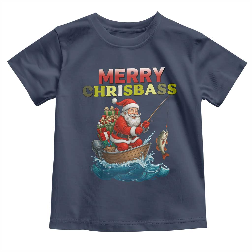 Santa Fishing Christmas Toddler T Shirt Funny Fisherman Merry Chrisbass Xmas - Wonder Print Shop