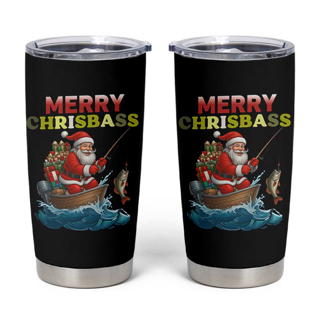 Santa Fishing Christmas Tumbler Cup Funny Fisherman Merry Chrisbass Xmas - Wonder Print Shop
