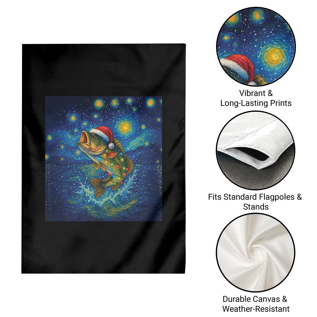 Bass Fish Christmas Garden Flag Starry Night Fishing Van Gogh - Wonder Print Shop
