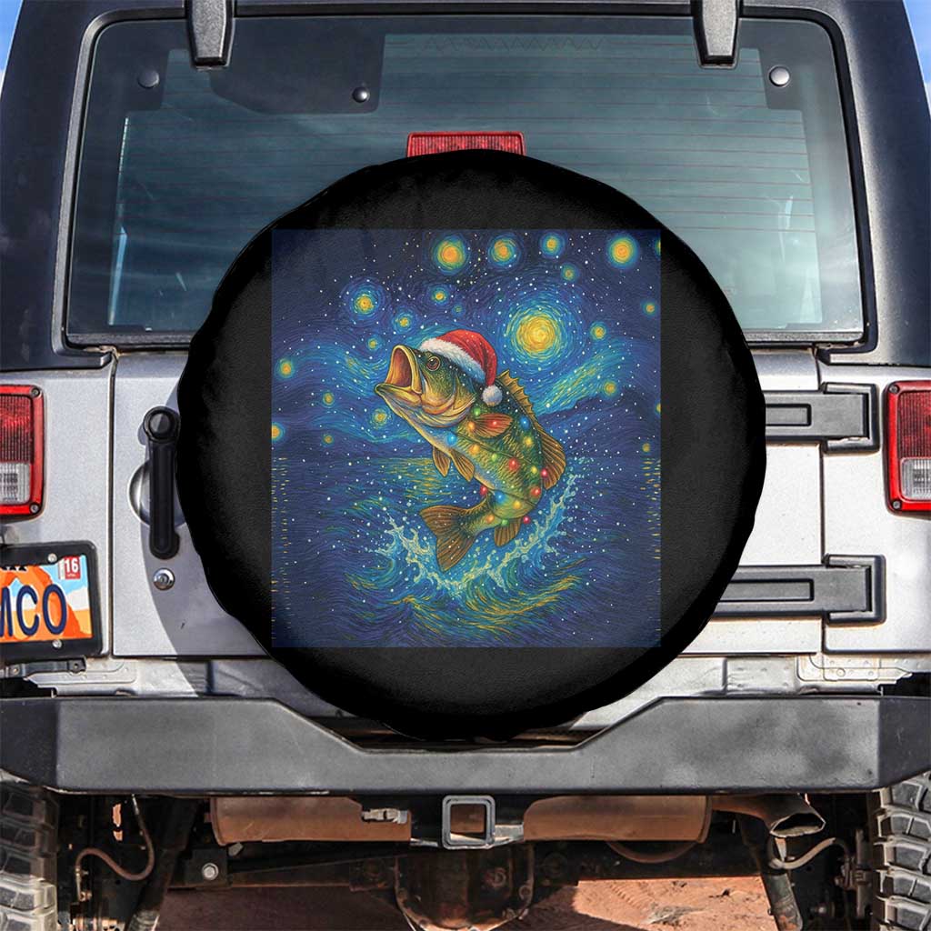 Bass Fish Christmas Spare Tire Cover Starry Night Fishing Van Gogh - Wonder Print Shop