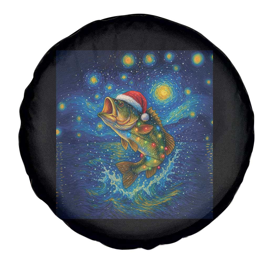 Bass Fish Christmas Spare Tire Cover Starry Night Fishing Van Gogh - Wonder Print Shop