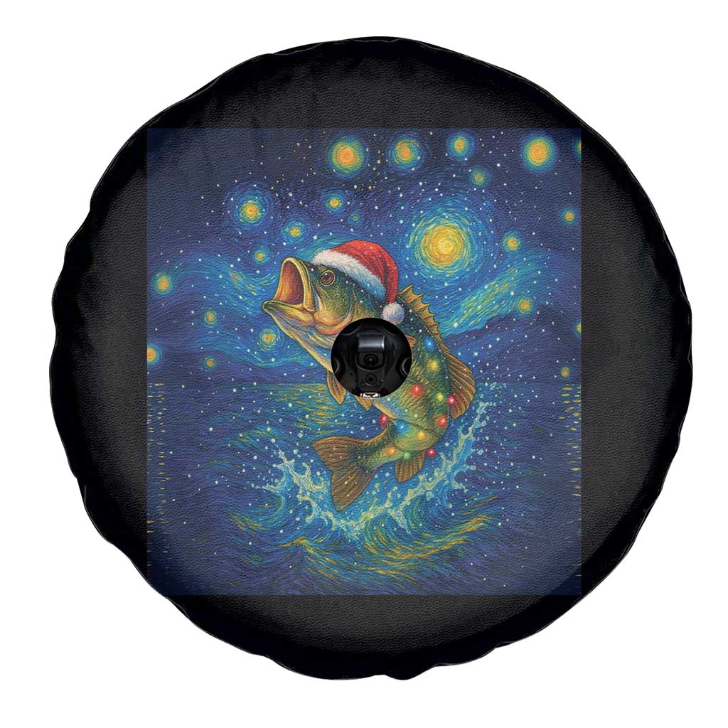 Bass Fish Christmas Spare Tire Cover Starry Night Fishing Van Gogh - Wonder Print Shop