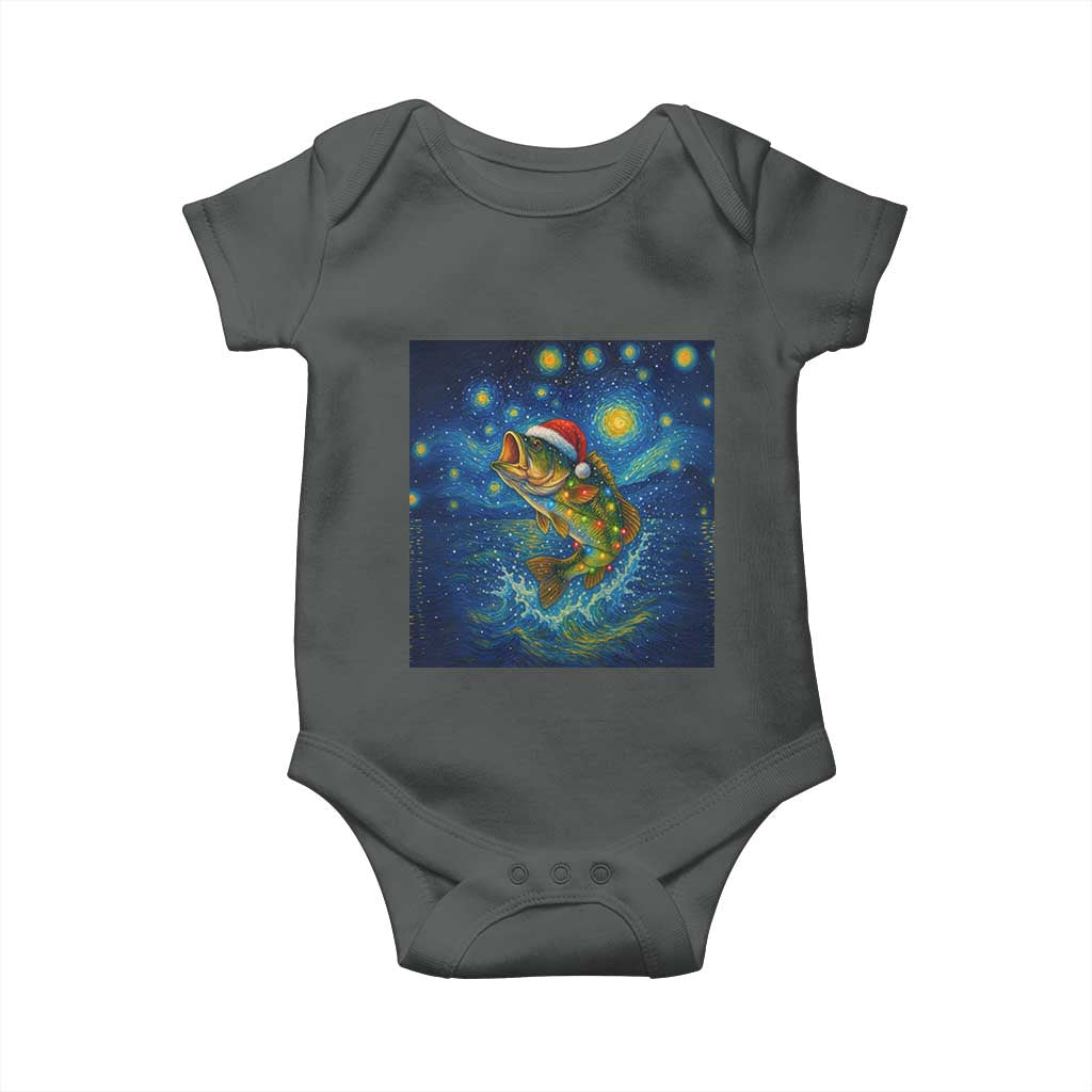 Bass Fish Christmas Baby Onesie Starry Night Fishing Van Gogh - Wonder Print Shop