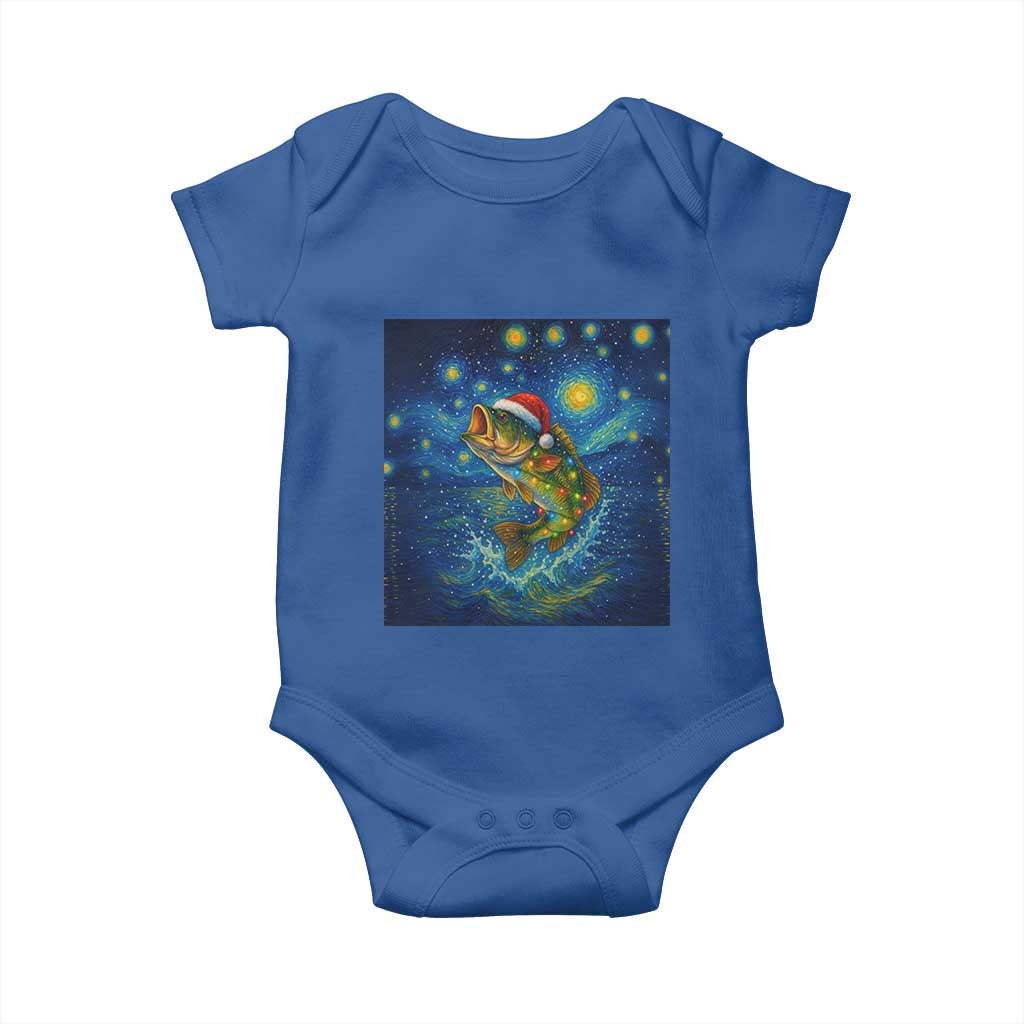 Bass Fish Christmas Baby Onesie Starry Night Fishing Van Gogh - Wonder Print Shop