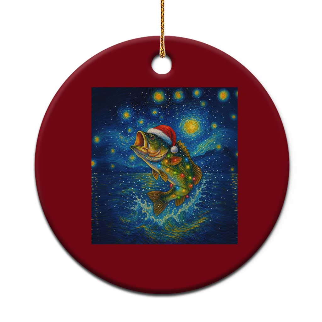 Bass Fish Xmas Ceramic Ornament Starry Night Fishing Van Gogh - Wonder Print Shop