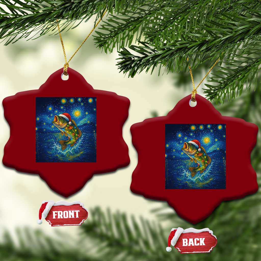 Bass Fish Xmas Ceramic Ornament Starry Night Fishing Van Gogh - Wonder Print Shop