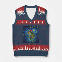 Bass Fish Xmas V-Neck Knit Sweater Vest Starry Night Fishing Van Gogh - Wonder Print Shop