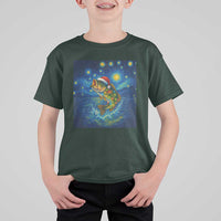Bass Fish Christmas T Shirt For Kid Starry Night Fishing Van Gogh - Wonder Print Shop